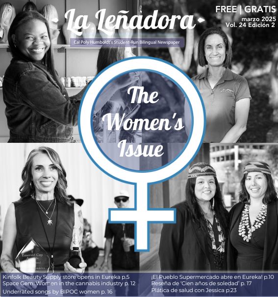 Front cover of El Lenador's March 2025 issue with four quadrants of different women. The center is the female gender symbol.